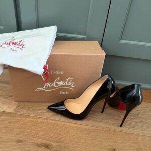 Auth Christian Louboutin So Kate 120mm Black Patent Leather Pumps Heels